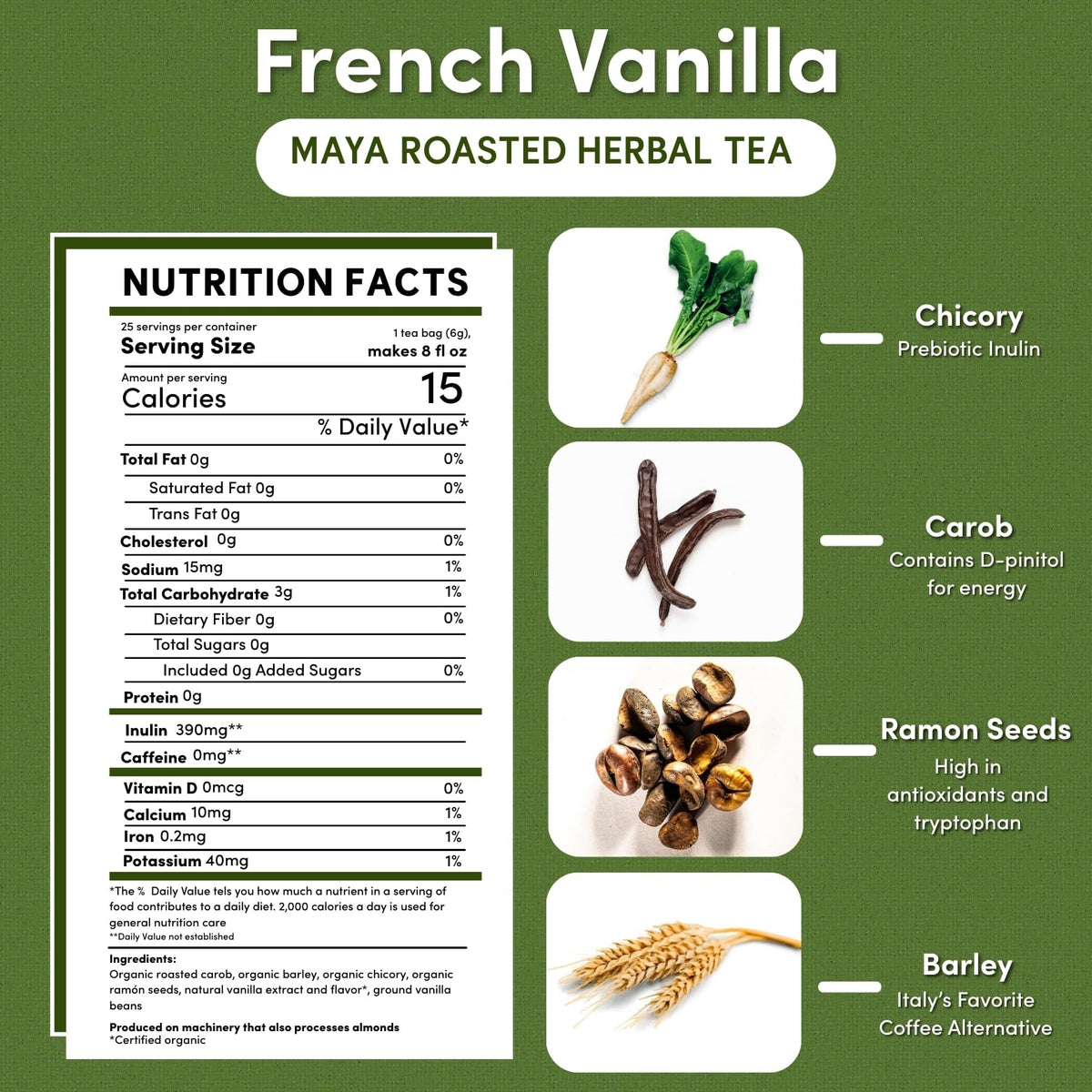 Teeccino French Vanilla Herbal Tea aroma for a comforting morning ritual