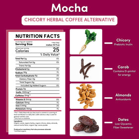 Teeccino ground herbal coffee 11oz bag ready for any brew method.