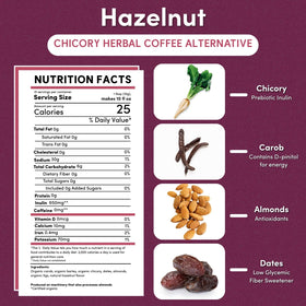 Ground Teeccino Hazelnut Chicory in jar ready to brew in any coffee maker.