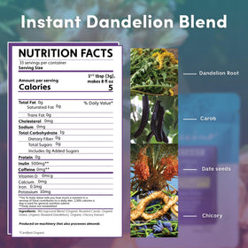 Teeccino Instant Dandelion Blend cup served hot, showing a comforting caffeine-free option.