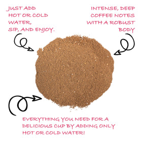 Teeccino Instant French Roast cup iced presents bold flavor without caffeine for refreshing drinks.