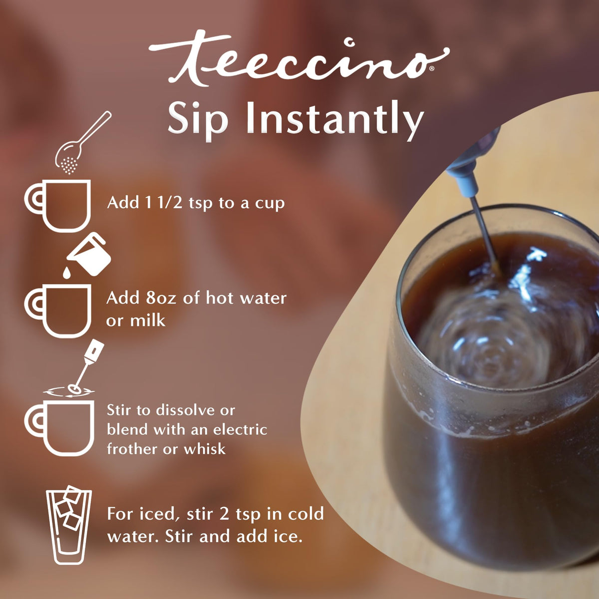 Teeccino ingredients label, chicory inulin prebiotic fiber included.