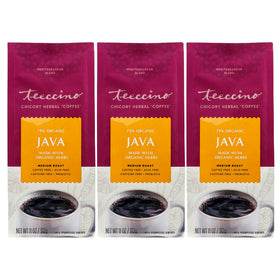 Teeccino Java Chicory Coffee Alternative pack-3 offers a caffeine-free morning ritual.