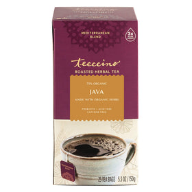 Teeccino Java Herbal Tea caffeine-free label on packaging