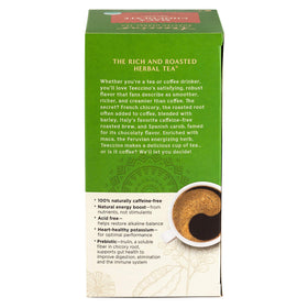 Teeccino Maca Chocolate Herbal Tea cacao beans highlight indulgent flavor and cacao aroma