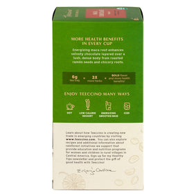 Teeccino Maca Chocolate Herbal Tea maca root image suggests energizing adaptogen notes