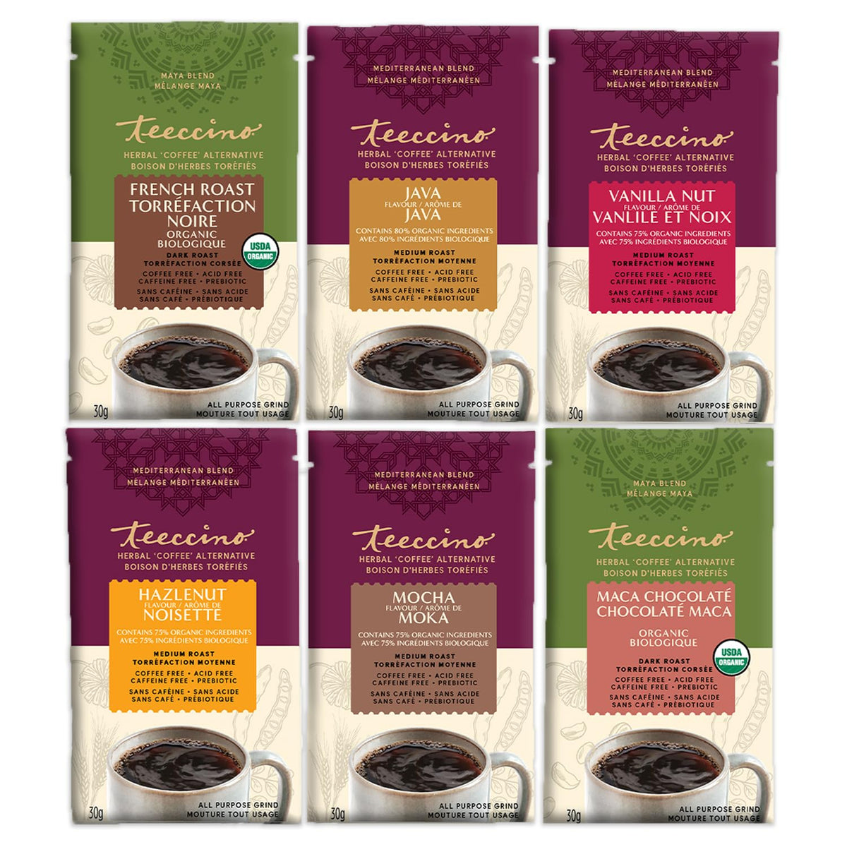 Teeccino Maca Chocolate infusion showing earthy, cocoa notes.