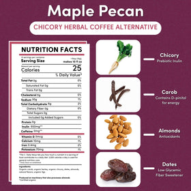 Teeccino Maple Pecan Chicory brew ready for hot or iced drinks