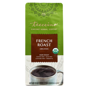 Teeccino Maya herbal coffee pour showcases a bold, coffee-like taste without caffeine.