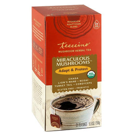 Teeccino Miraculous Mushrooms Adapt & Protect Tea cup with mocha aroma for indulgent flavor
