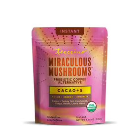 Teeccino Miraculous Mushrooms Instant Cacao packshot featuring cacao and mushroom blend.