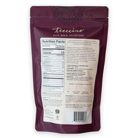 Teeccino Mocha Herbal Tea cup ready to enjoy hot or iced with plant-based milk.