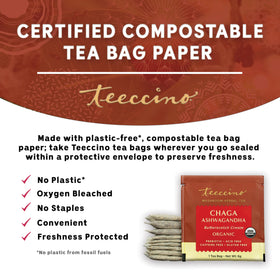 Teeccino Mushroom Tea latte with frothed milk presents a creamy, comforting drink.