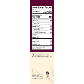 Teeccino organic non-GMO blend packaging stands for a clean, plant-based choice.