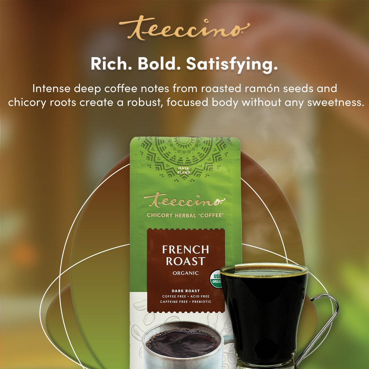 Teeccino organic non-GMO herbs deliver natural flavor without additives.