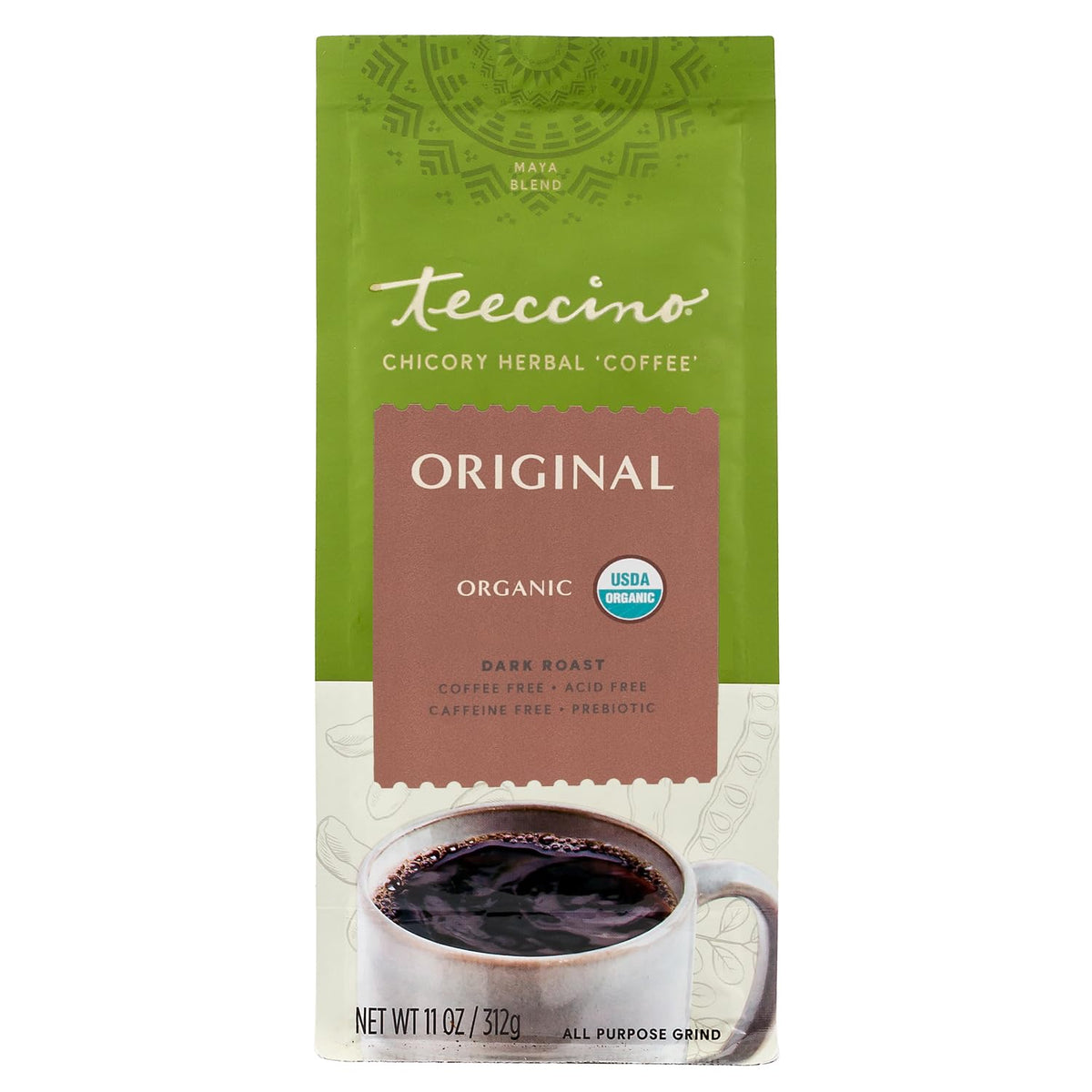 Teeccino Original organic herbs and non-GMO blend.