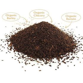 Teeccino prebiotic chicory root ground coffee highlights inulin for gut-friendly nutrition.