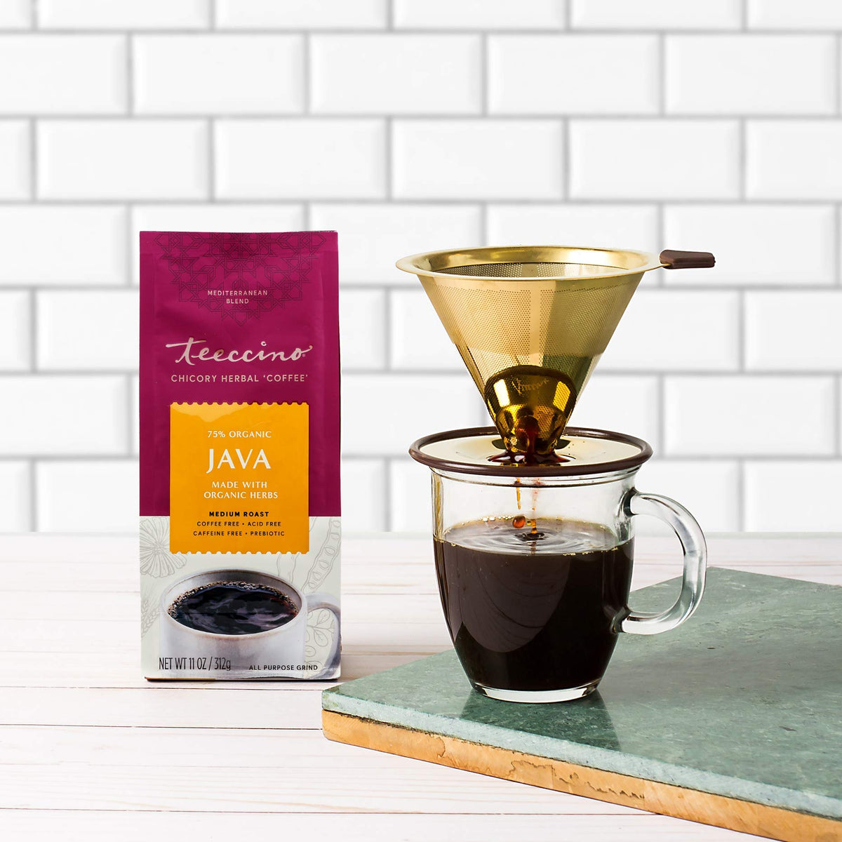 Teeccino inulin prebiotic cup illustrating gut-friendly fiber