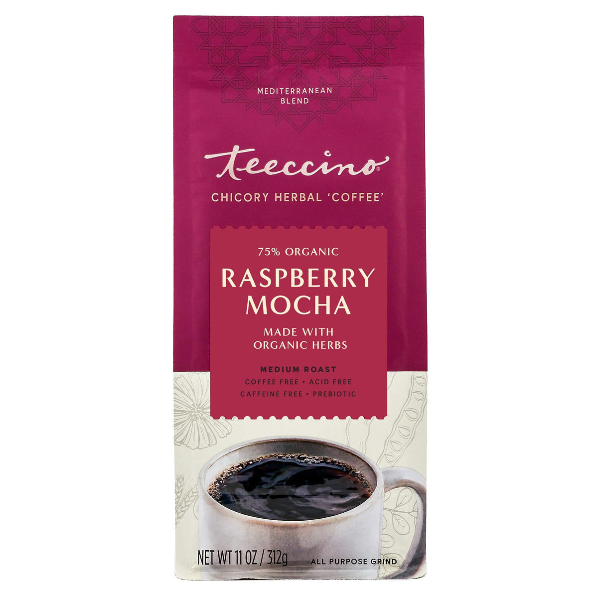 Teeccino Prebiotic Inulin cup highlighting gut-friendly fiber.