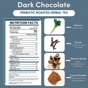 Teeccino Prebiotic SuperBoost tea bag highlighting GOS and XOS ingredients.