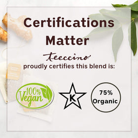 Teeccino roasted almond, dates, figs flavor highlights natural ingredients.