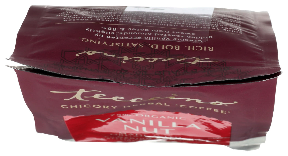 Teeccino Vanilla Nut Chicory hot beverage with vanilla and almond notes