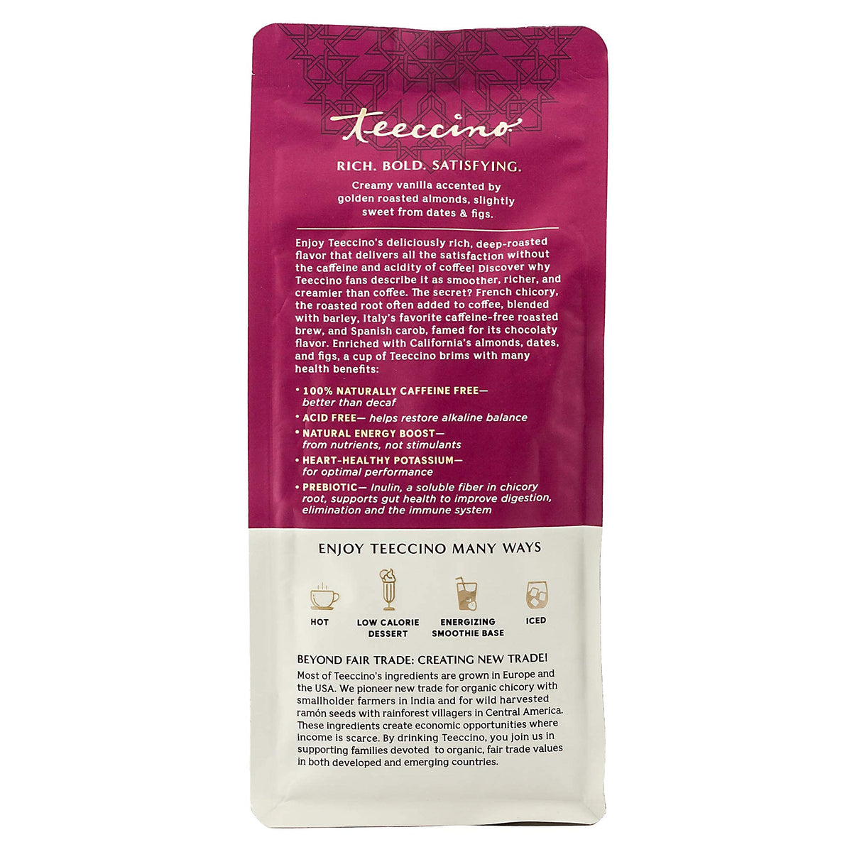 Teeccino Vanilla Nut Chicory prebiotic inulin concept image