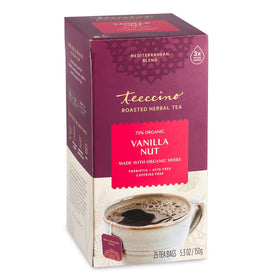 Teeccino Vanilla Nut Tea bags ready for a caffeine-free dessert-style brew