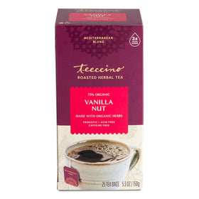 Teeccino Vanilla Nut Tea cup during a relaxing evening ritual