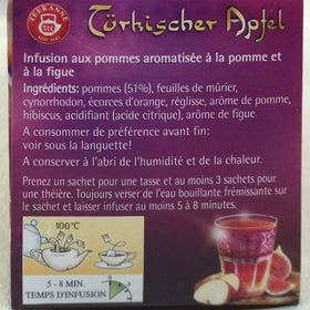 Teekanne Turkish Apple Tea pour-into-mug scene showing easy brewing.