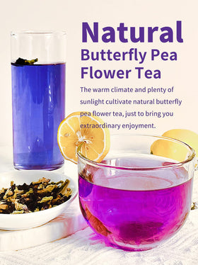 TeeLux blue tea in cup showing natural color.