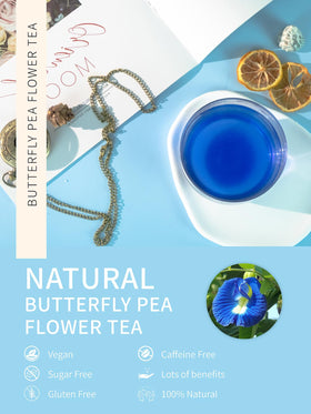 TeeLux Butterfly Pea Flower Powder for vibrant blue drinks and cocktails.