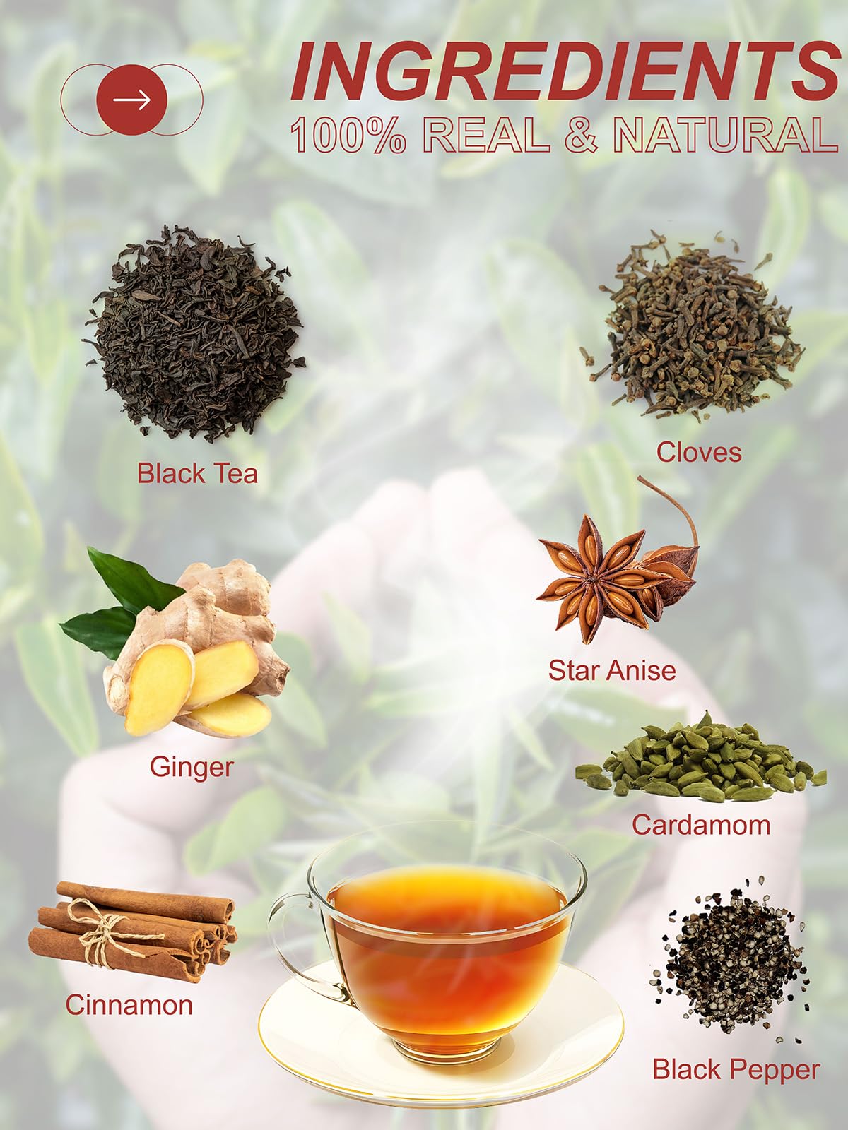TeeLux chai brewed tea cup reveals a warm amber color