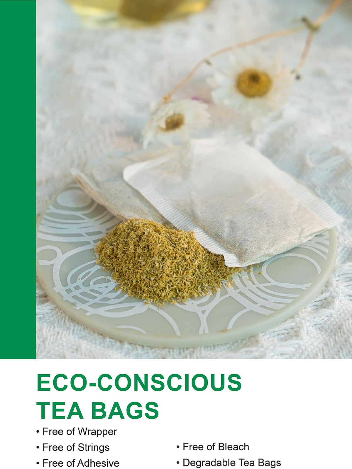 TeeLux Chamomile tea bags compostable packaging and eco-friendly design