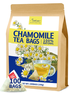 TeeLux Chamomile tea bags in eco-pack ready for relaxation.