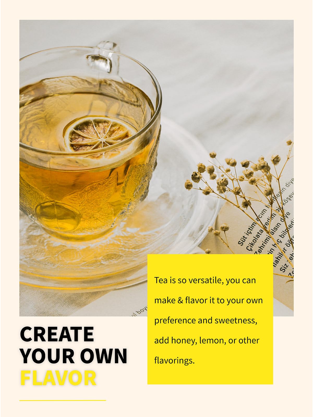 Resealable pouch protects TeeLux Chamomile tea’s freshness between uses.