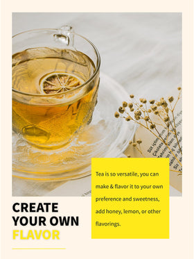 Resealable pouch protects TeeLux Chamomile tea’s freshness between uses.