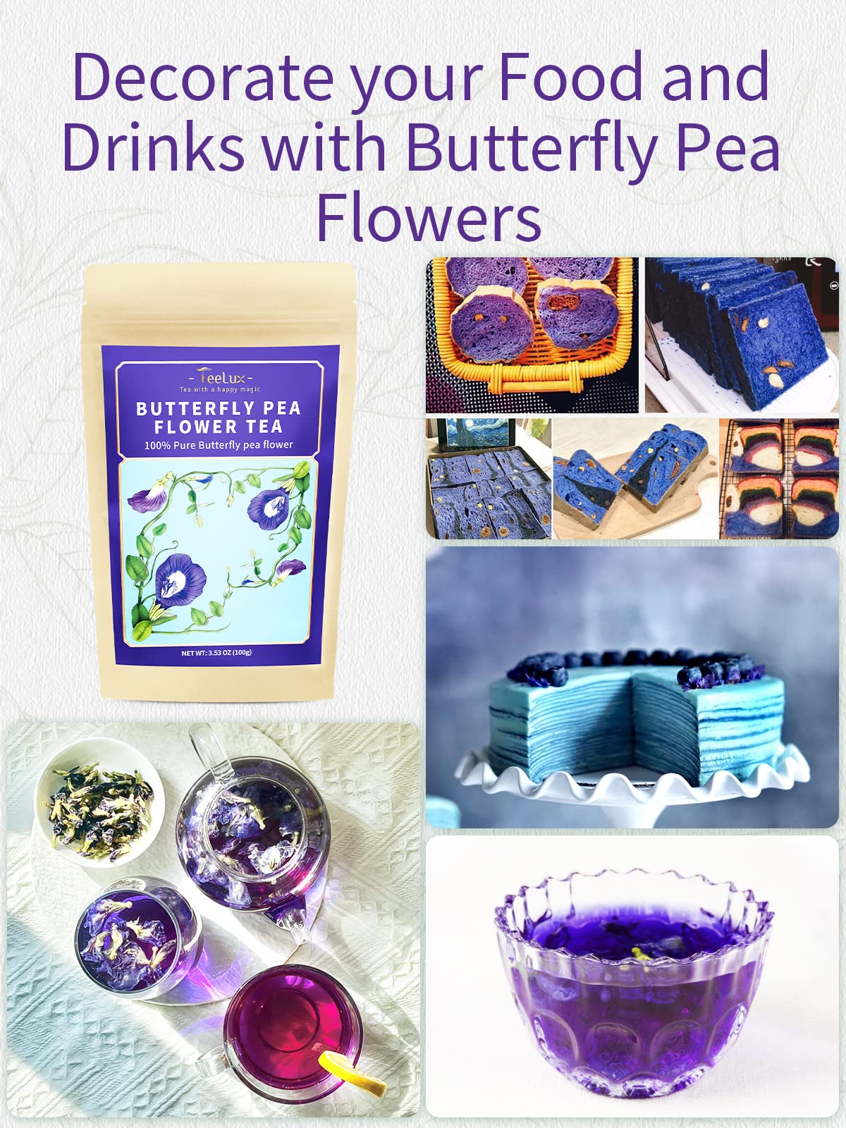 TeeLux color-changing tea with citrus to reveal purple hues.