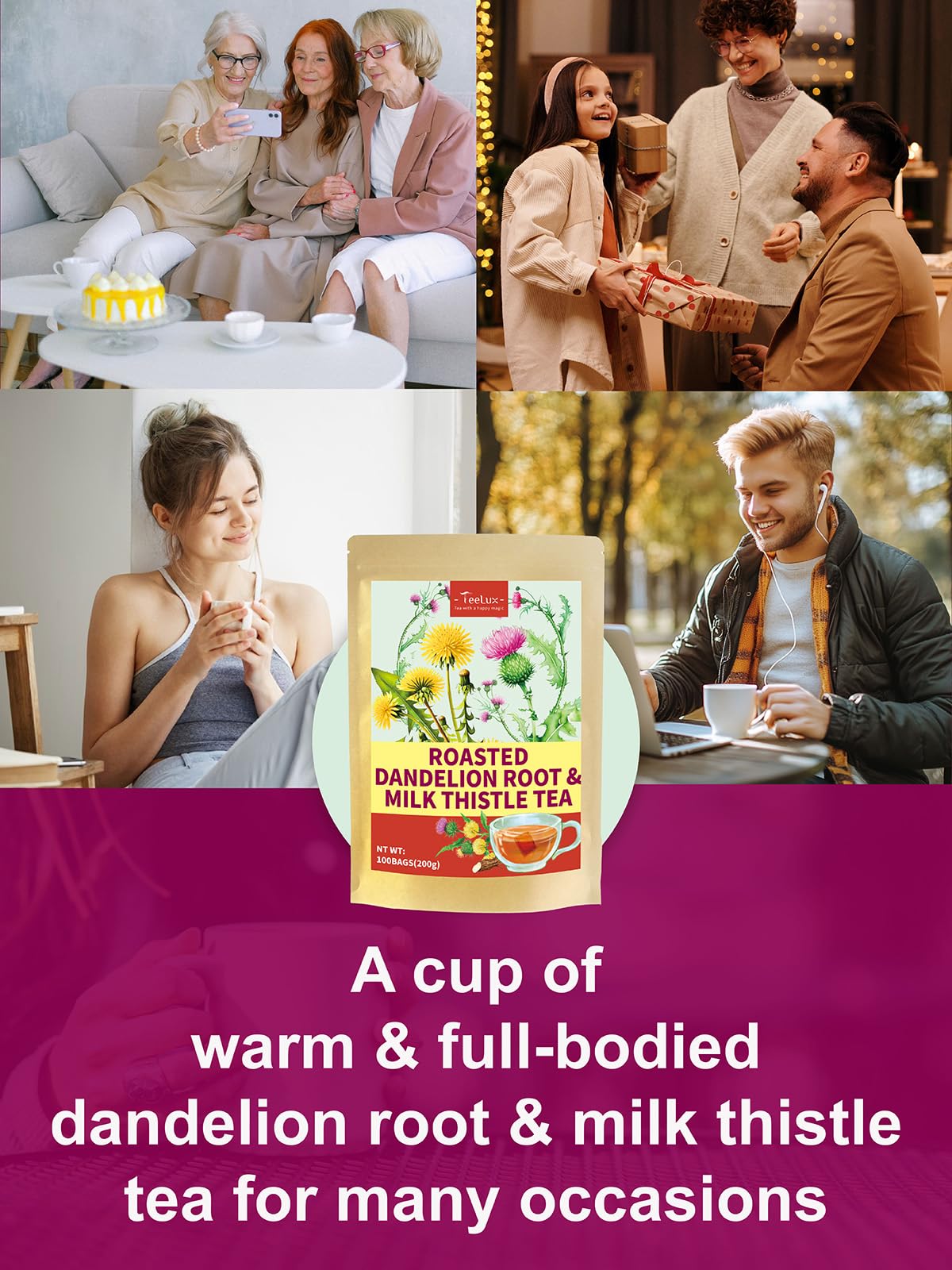 TeeLux compostable tea bags inside box reduce waste.