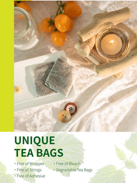 TeeLux corn fiber tea bags are unbleached and compostable.