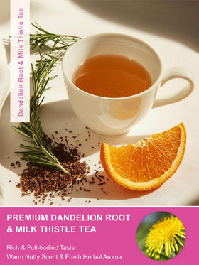 Teelux dandelion root nutty aroma image emphasizes comforting, caffeine-free tea moments