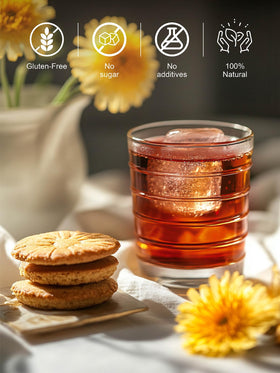 TeeLux dandelion tea bags in a cup ready to sip, showcasing mild flavor.