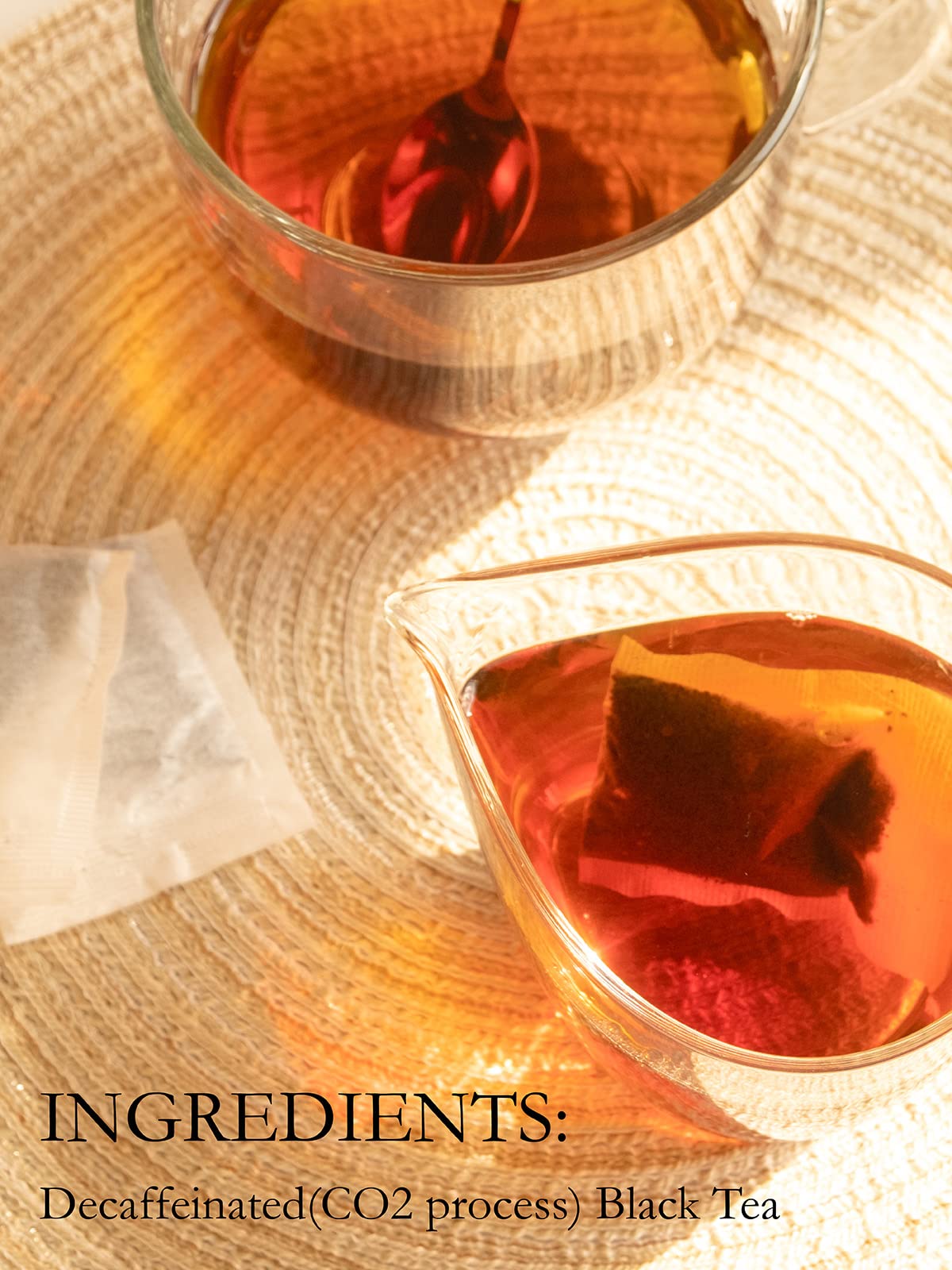 Close-up of TeeLux decaf tea leaves highlighting fresh aroma.