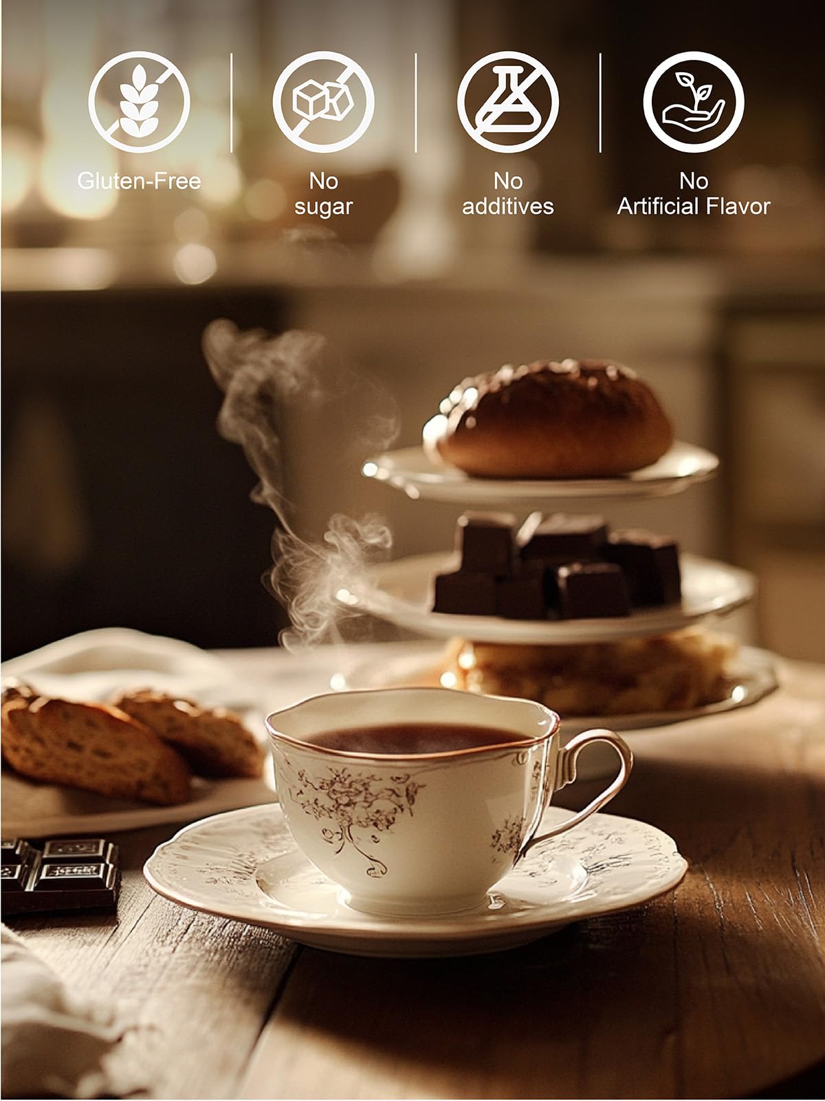 Teelux decaf chocolate hazelnut tea leaves, premium blend aroma.
