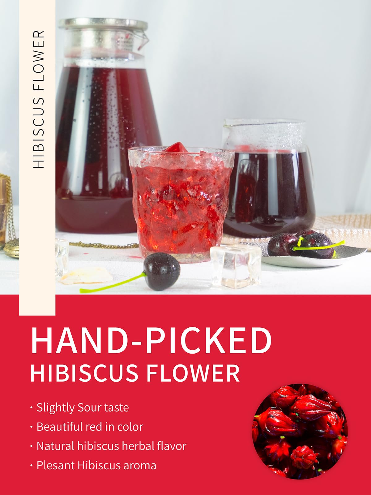 TeeLux dried hibiscus flowers showcase premium herbal tea quality.