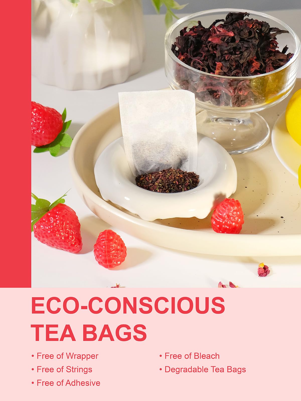 TeeLux 100-count eco-friendly tea bags in biodegradable packaging