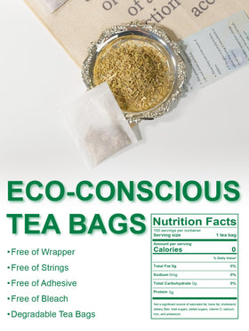 Resealable kraft pouch with foil keeps TeeLux fennel tea fresh.