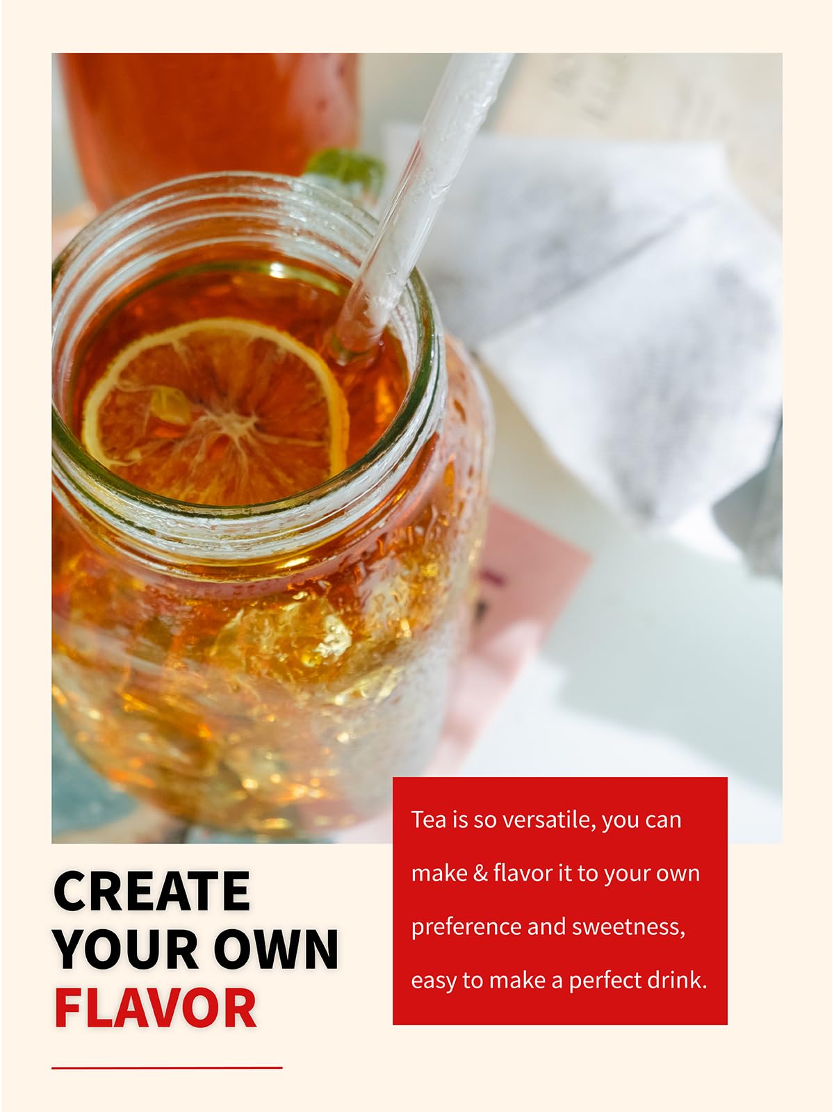 TeeLux foil-lined kraft pouch keeps tea fresh longer.