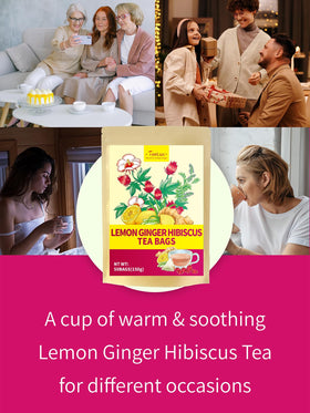 TeeLux foil-lined kraft pouch preserves freshness of lemon ginger hibiscus tea