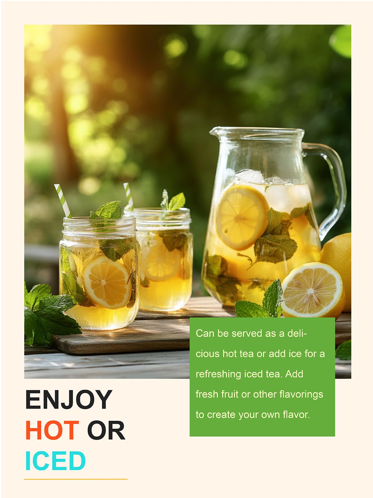 Teelux Green Tea foil-inside kraft pouch preserves freshness.